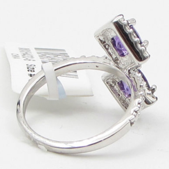 silver amyethyst and genuine diamond ring - Picture 5 of 6